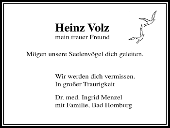 Traueranzeige von Heinz Volz von Licher Wochenblatt, Licher Wochenblatt, Licher Wochenblatt