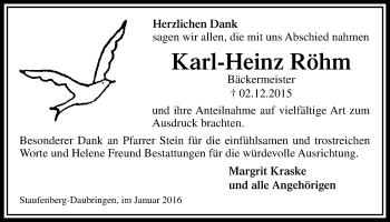 Traueranzeige von Karl-Heinz Röhm von Licher Wochenblatt, Licher Wochenblatt, Licher Wochenblatt
