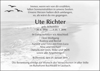 Traueranzeige von Ute Richter von Alsfelder Allgemeine