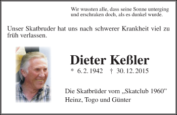 Traueranzeige von Dieter Keßler von Gießener Allgemeine, Alsfelder Allgemeine