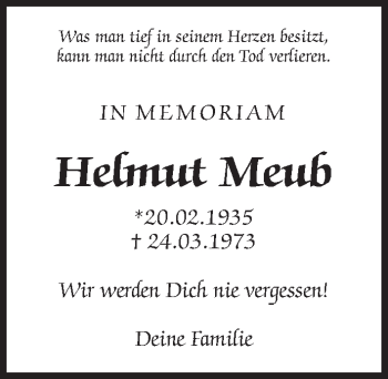 Traueranzeige von Helmut Meub von Wetterauer Zeitung, Wetterauer Zeitung