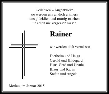 Traueranzeige von Rainer  von Alsfelder Allgemeine