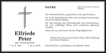Traueranzeige von Elfriede Peter von Mücker Stimme
