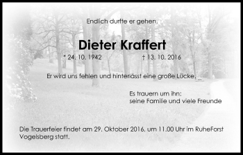 Traueranzeige von Dieter Kraffert von Gießener Allgemeine, Alsfelder Allgemeine