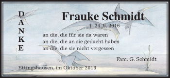 Traueranzeige von Frauke Schmid von Gießener Allgemeine, Alsfelder Allgemeine