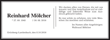 Traueranzeige von Reinhard Mölcher von Gießener Allgemeine, Alsfelder Allgemeine
