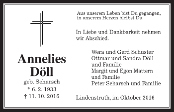 Traueranzeige von Annelies Döll von Gießener Allgemeine, Alsfelder Allgemeine