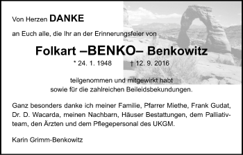Traueranzeige von Folkart Benkowitz von Licher Wochenblatt, Licher Wochenblatt, Licher Wochenblatt