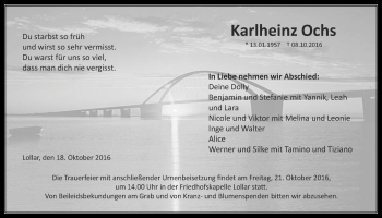 Traueranzeige von Karlheinz Ochs von Gießener Allgemeine, Alsfelder Allgemeine