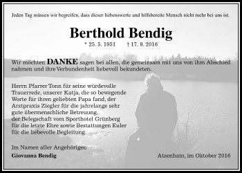 Traueranzeige von Berthold Bendig von Alsfelder Allgemeine