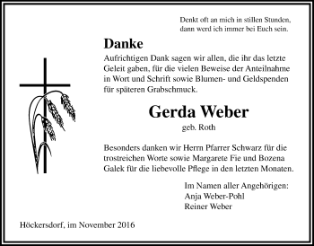 Traueranzeige von Gerda Weber von Mücker Stimme