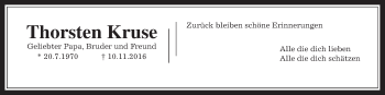 Traueranzeige von Thorsten Kruse von Gießener Allgemeine, Alsfelder Allgemeine