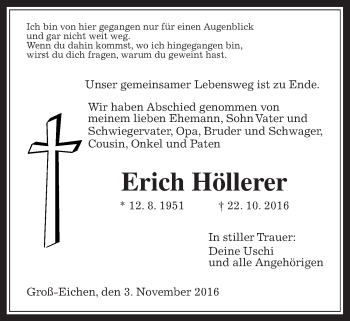 Traueranzeige von Erich Höllerer von Mücker Stimme