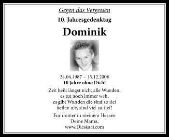 Traueranzeige von Dominik Kuntz von Wetterauer Zeitung, Wetterauer Zeitung
