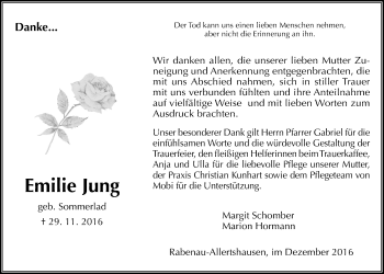 Traueranzeige von Emilie Jung von Gießener Allgemeine, Alsfelder Allgemeine
