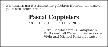 Traueranzeige von Pascal Coppieters von Wetterauer Zeitung, Wetterauer Zeitung