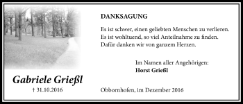 Traueranzeige von Gabriele Grießl von Licher Wochenblatt, Licher Wochenblatt, Licher Wochenblatt