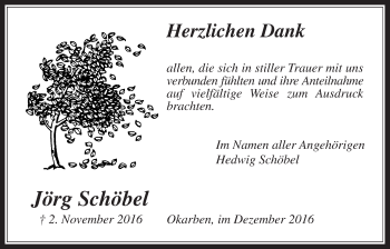 Traueranzeige von Jörg Schöbel von Wetterauer Zeitung, Wetterauer Zeitung