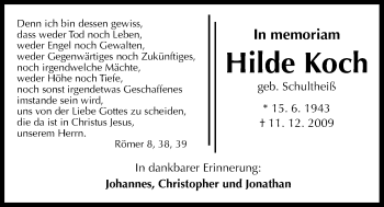 Traueranzeige von Hilde Koch von Gießener Allgemeine, Alsfelder Allgemeine