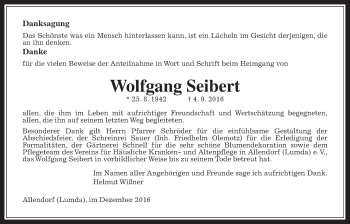 Traueranzeige von Wolfgang Seibert von Allendorfer Mitteilungen