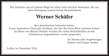 Traueranzeige von Werner Schäfer von Gießener Allgemeine, Alsfelder Allgemeine