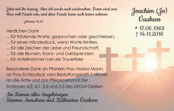 Traueranzeige von Joachim Vaahsen von Gießener Allgemeine, Alsfelder Allgemeine