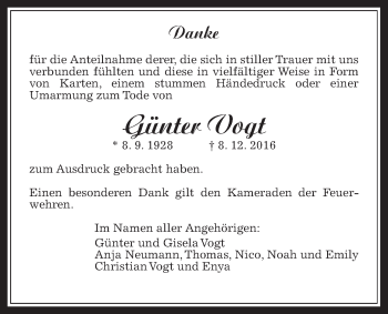 Traueranzeige von Günter Vogt von Wetterauer Zeitung, Wetterauer Zeitung