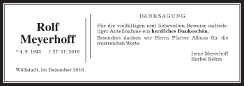 Traueranzeige von Rolf Meyerhoff von Wetterauer Zeitung, Wetterauer Zeitung