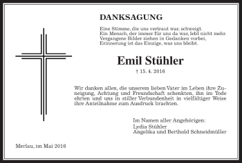 Traueranzeige von Emil Stühler von Mücker Stimme