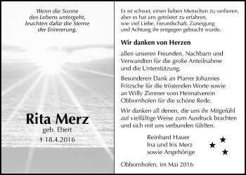 Traueranzeige von Rita Merz von Licher Wochenblatt, Licher Wochenblatt, Licher Wochenblatt