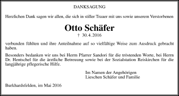 Traueranzeige von Otto Schäfer von Gießener Allgemeine, Alsfelder Allgemeine