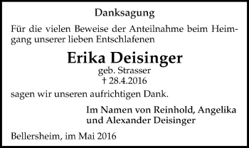 Traueranzeige von Erika Deisinger von Licher Wochenblatt, Licher Wochenblatt, Licher Wochenblatt