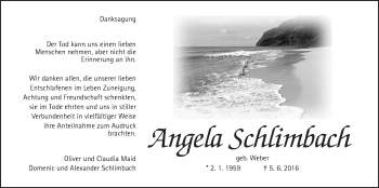 Traueranzeige von Angela Schlimbach von Gießener Allgemeine, Alsfelder Allgemeine