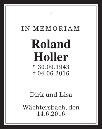 Traueranzeige von Roland Holler von Wetterauer Zeitung, Wetterauer Zeitung