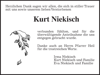 Traueranzeige von Kurt Niekisch von Gießener Allgemeine, Alsfelder Allgemeine