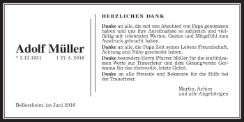 Traueranzeige von Adolf Müller von Gießener Allgemeine, Alsfelder Allgemeine