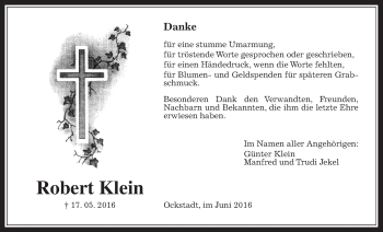 Traueranzeige von Robert Klein von Wetterauer Zeitung, Wetterauer Zeitung
