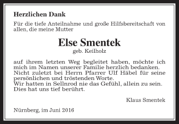 Traueranzeige von Else Smentek von Mücker Stimme