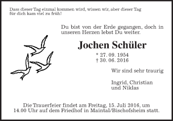 Traueranzeige von Ingrid Schüler von Wetterauer Zeitung, Wetterauer Zeitung