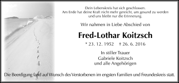 Traueranzeige von Fred-Lothar Koitzsch von Gießener Allgemeine, Alsfelder Allgemeine