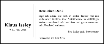 Traueranzeige von Klaus Issley von Gießener Allgemeine, Alsfelder Allgemeine