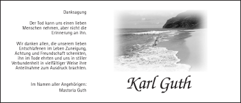 Traueranzeige von Karl Guth von Wetterauer Zeitung, Wetterauer Zeitung