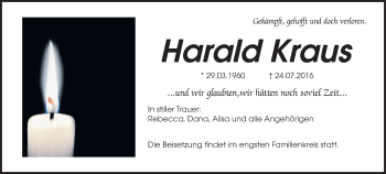 Traueranzeige von Harald Kraus von Alsfelder Allgemeine
