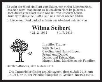 Traueranzeige von Willi Seibert von Gießener Allgemeine, Alsfelder Allgemeine