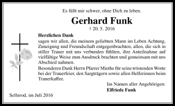 Traueranzeige von Gerhard Funk von Mücker Stimme