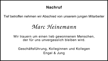 Traueranzeige von Marc Heinemann von Gießener Allgemeine, Alsfelder Allgemeine