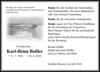 Traueranzeige von Karl-Heinz Boßler von Gießener Allgemeine, Alsfelder Allgemeine