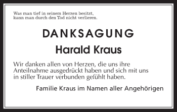 Traueranzeige von Harald Kraus von Alsfelder Allgemeine