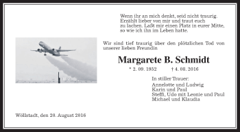 Traueranzeige von Margarete Schmidt von Wetterauer Zeitung, Wetterauer Zeitung