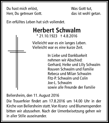 Traueranzeige von Herbert Schwalm von Licher Wochenblatt, Licher Wochenblatt, Licher Wochenblatt